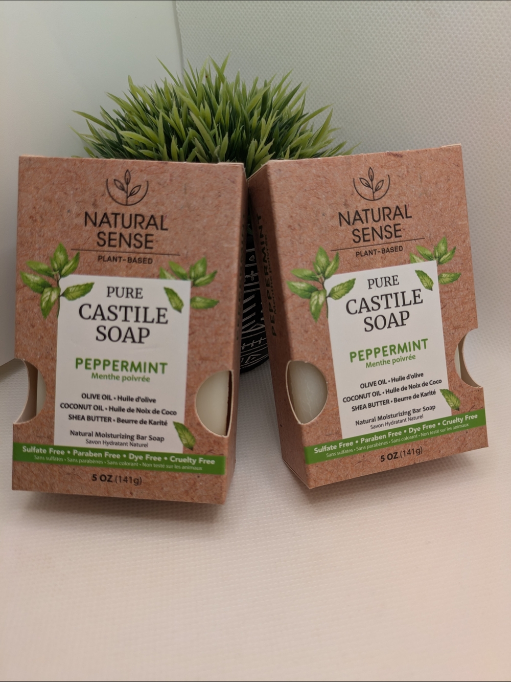 Natural Sense Pure Castile Soap - Pepermint with Olive Oil, Coconut Oil Set Of 2